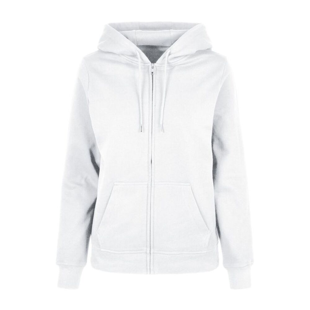 Build Your Brand Womens/Ladies Basic Full Zip Hoodie / White
